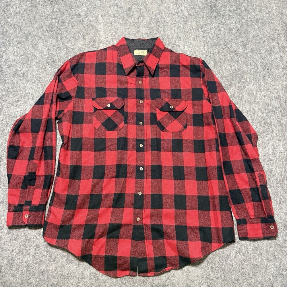 Vintage 70s 80s Sears Quilt Lined Flannel Shirt Jacket Mens XL X Tall Plaid Work